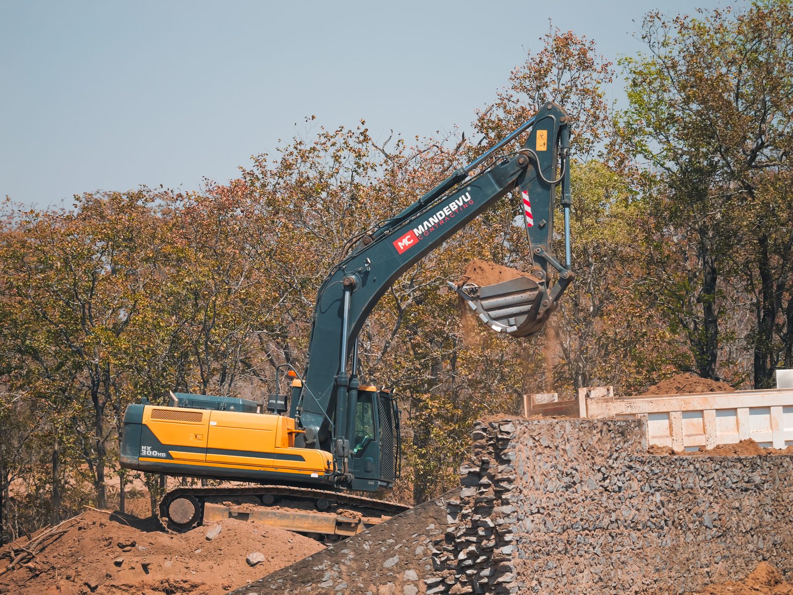 Excavator working on site